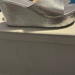 Silver Wedge Sandals